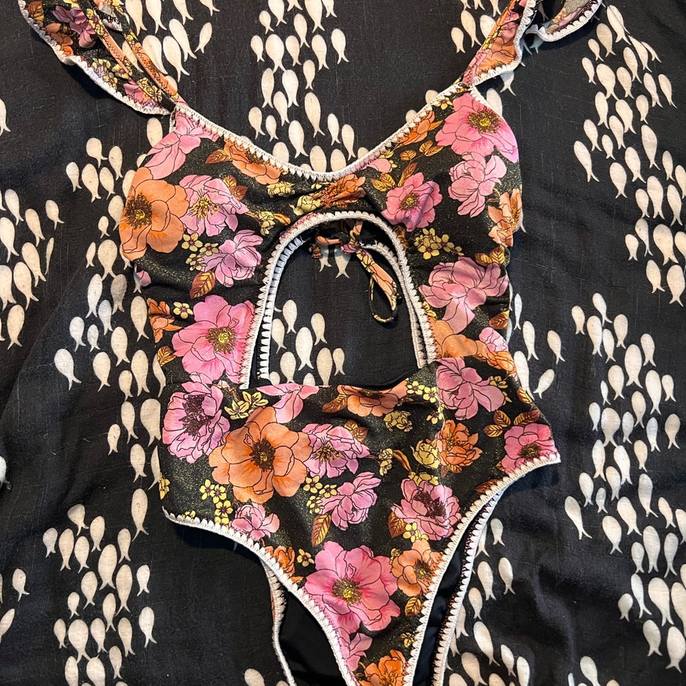 Victoria's Secret Floral One Piece - Black, Pink, Orange Size Small